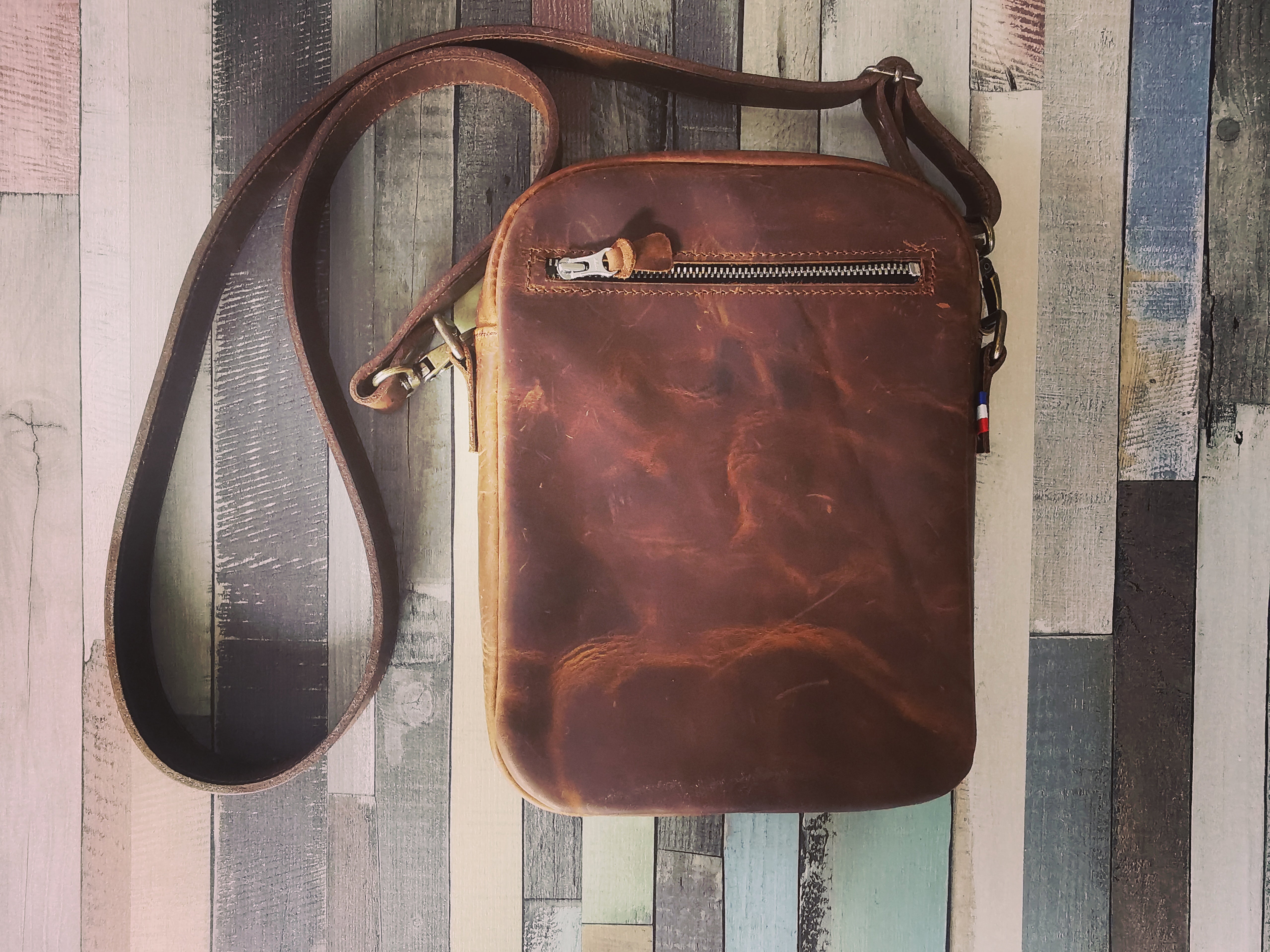 fleur-d-orage-sacs-sacoche-vintage-cuir-marron-orang image 2