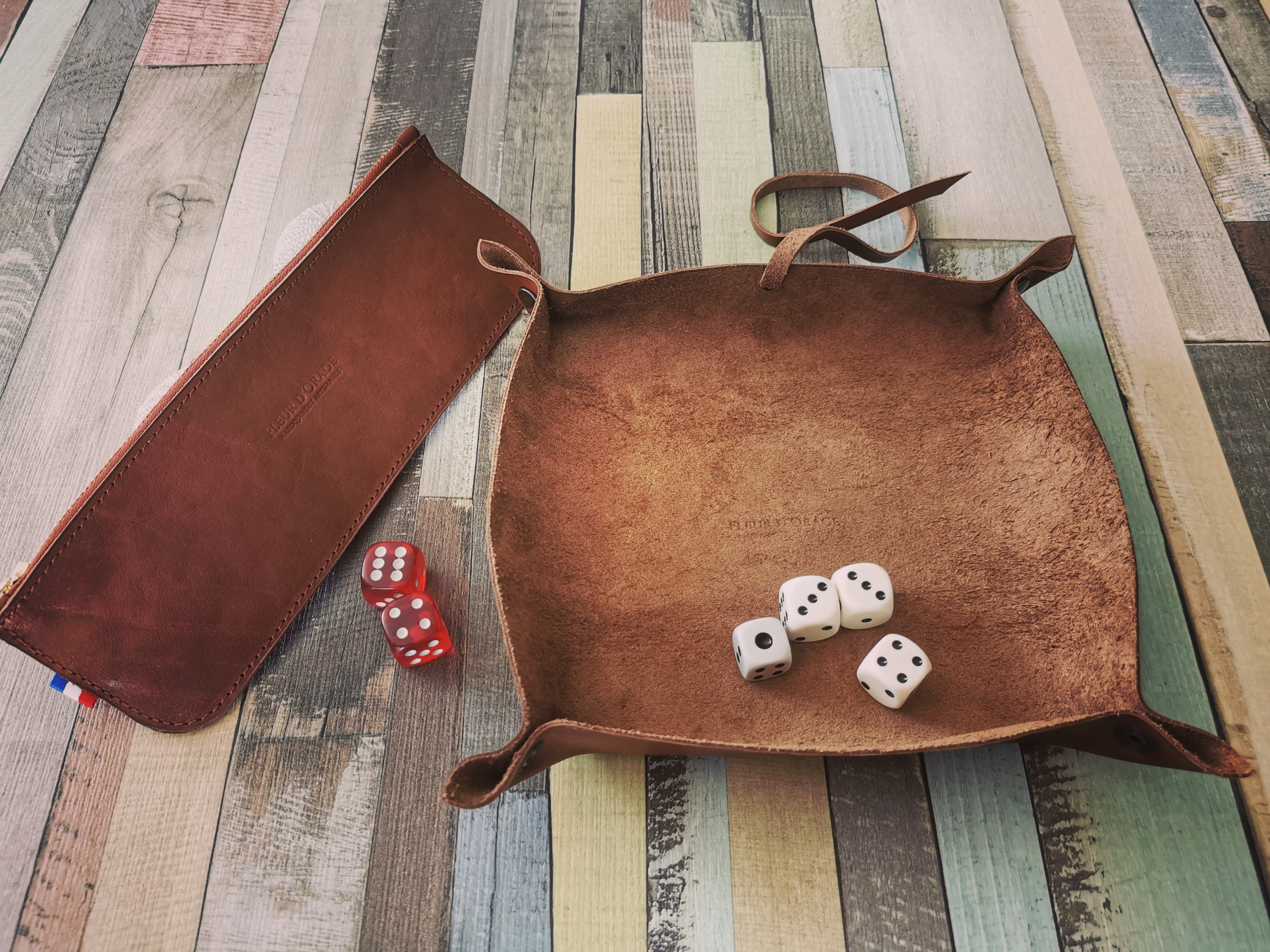 fleur-d-orage-jeux-tapis-de-jeux-de-d-s-cuir-marron-orang image 8