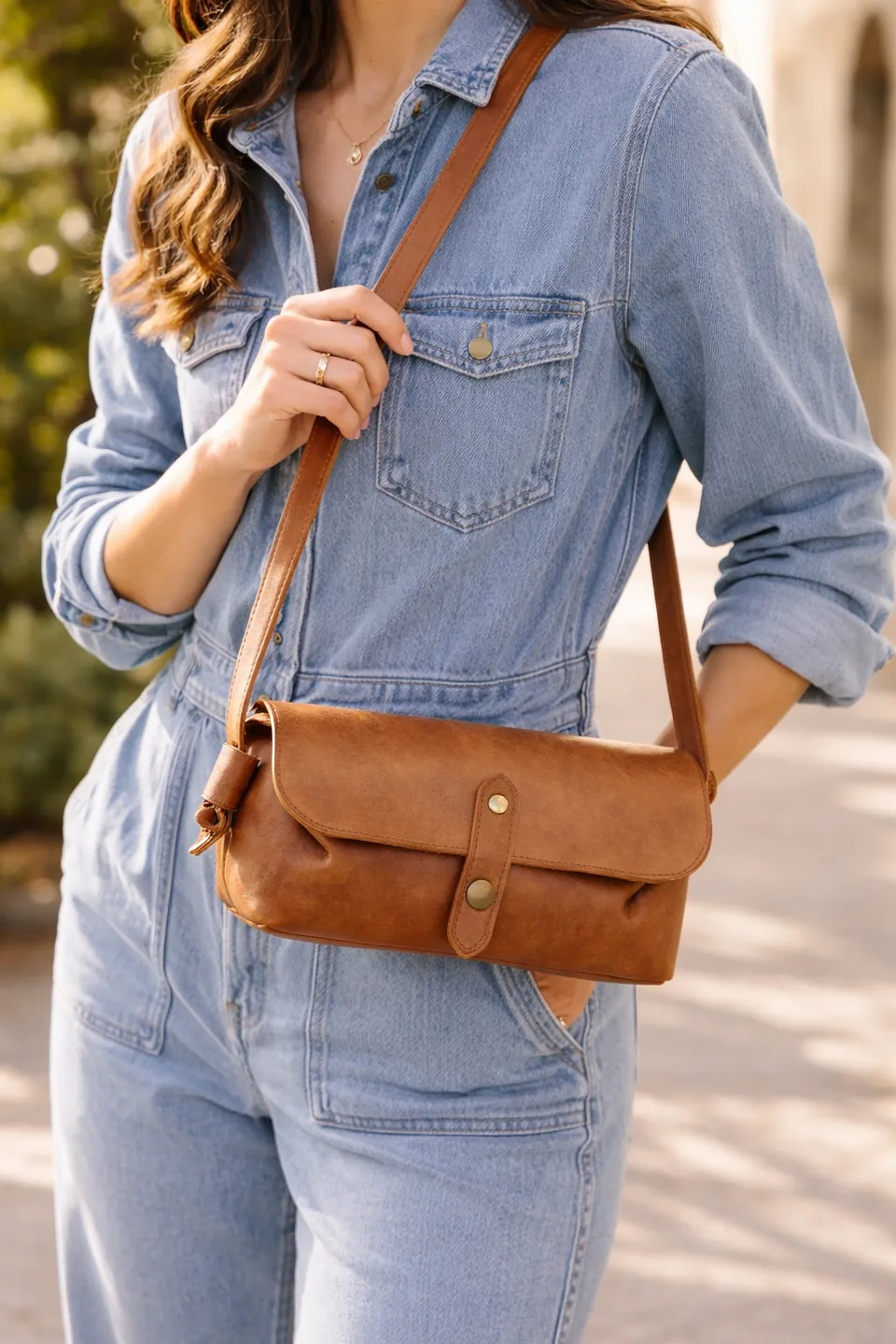 fleur-d-orage-la-ficelle-sac-main-cuir-camel-25-cm image 1