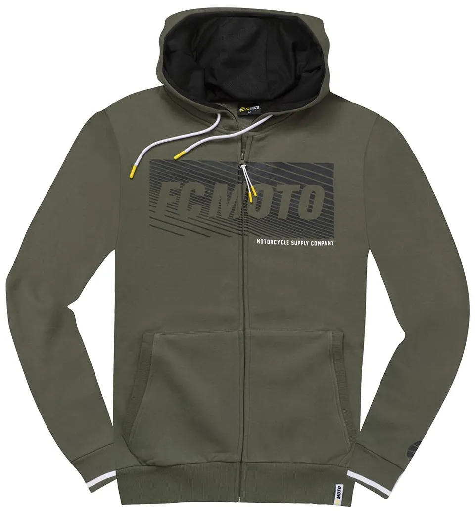 fc-moto-streetwear-waving-sweat-zip-vert-olive-noir image 1