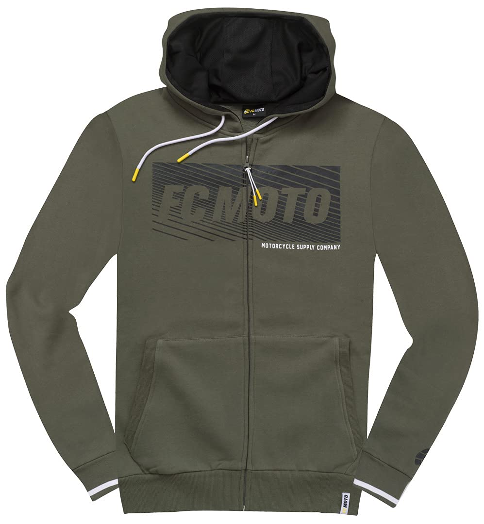 fc-moto-streetwear-waving-sweat-zip-vert-olive-noir image 1