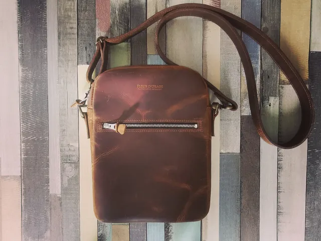 fleur-d-orage-sacs-sacoche-vintage-cuir-marron-orang image 1