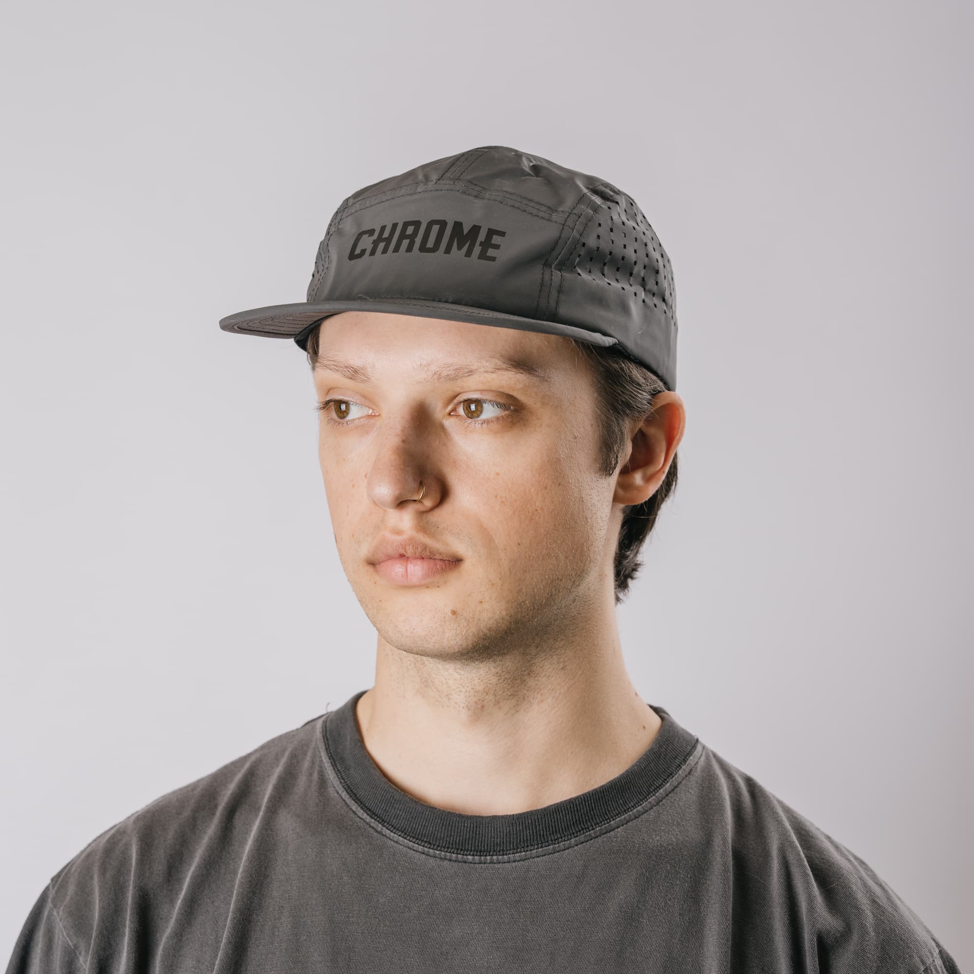 chrome-five-panel-hat-casquette-black-reflective image 4