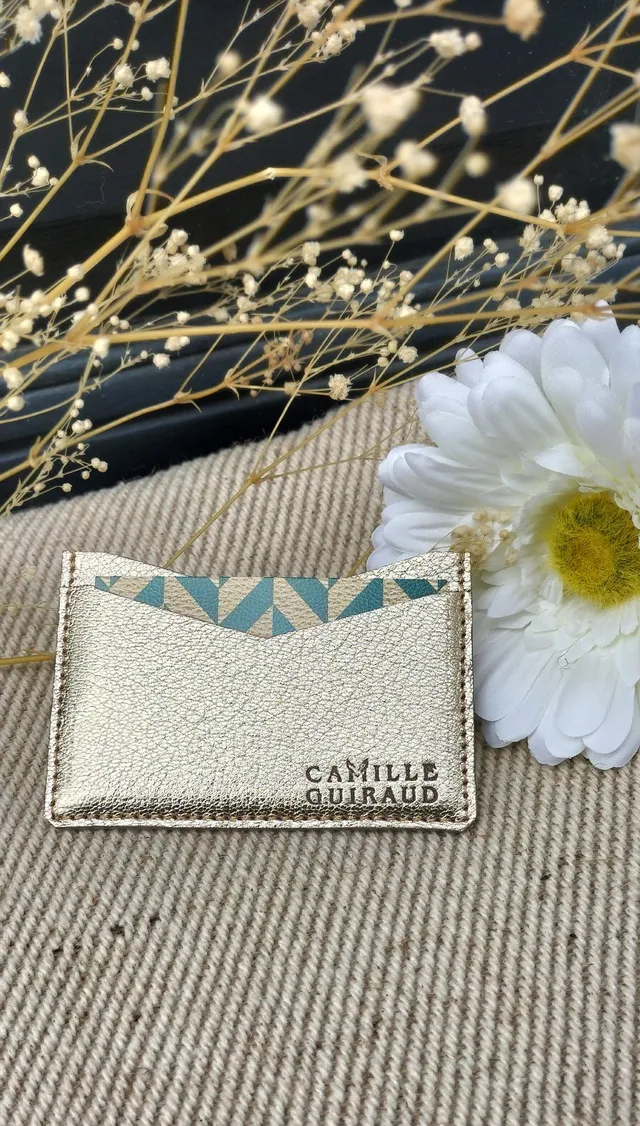 camille-guiraud-porte-cartes-rose-dor-porte-cartes-cuir-6-cartes image 1