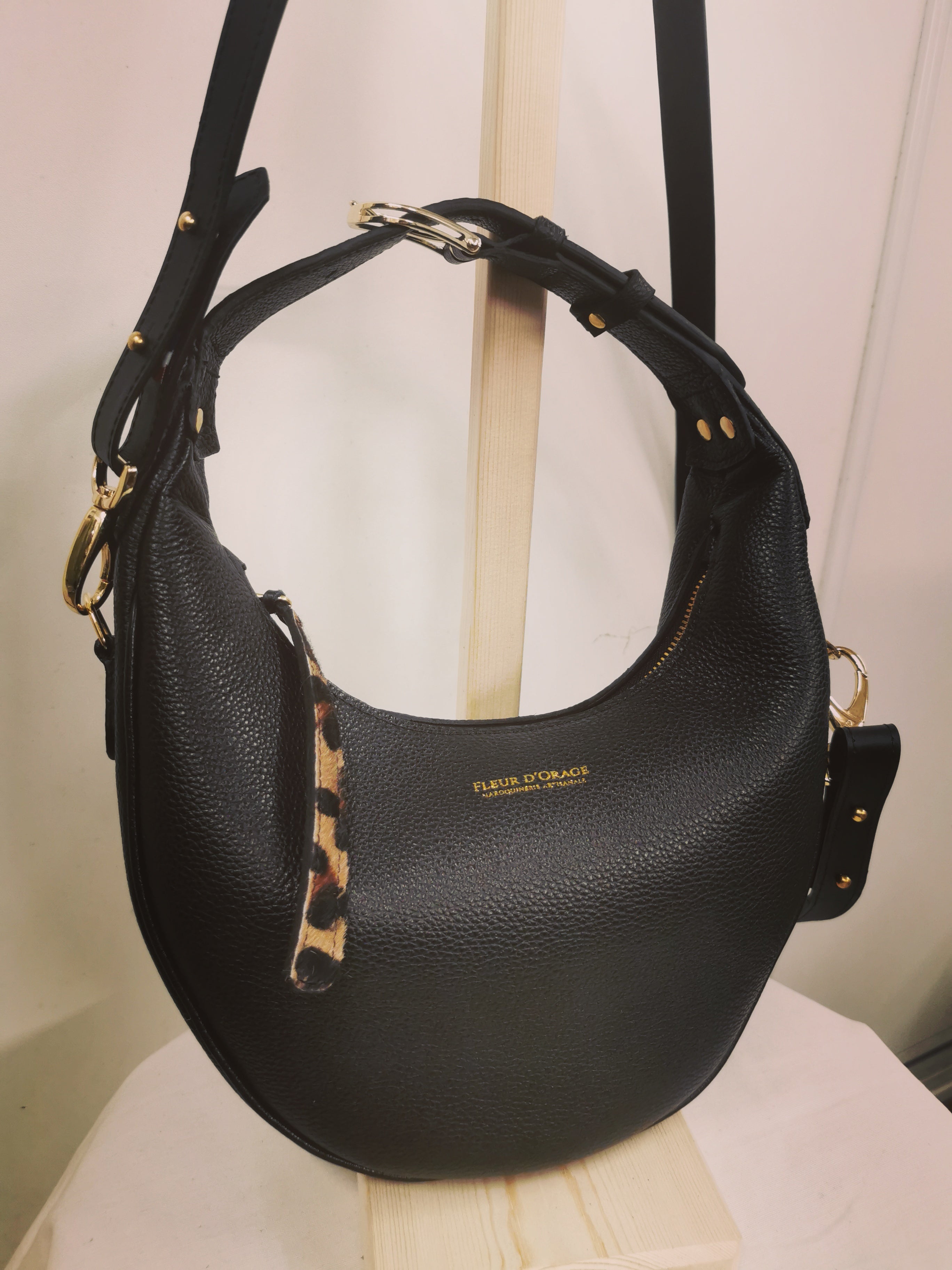 fleur-d-orage-dune-ms-sac-main-cuir-grain-noir image 3