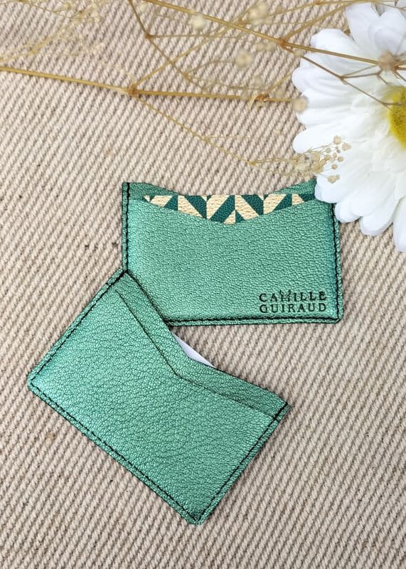 camille-guiraud-porte-cartes-simple-vert-m-tallis-cuir-ch-vre image 2