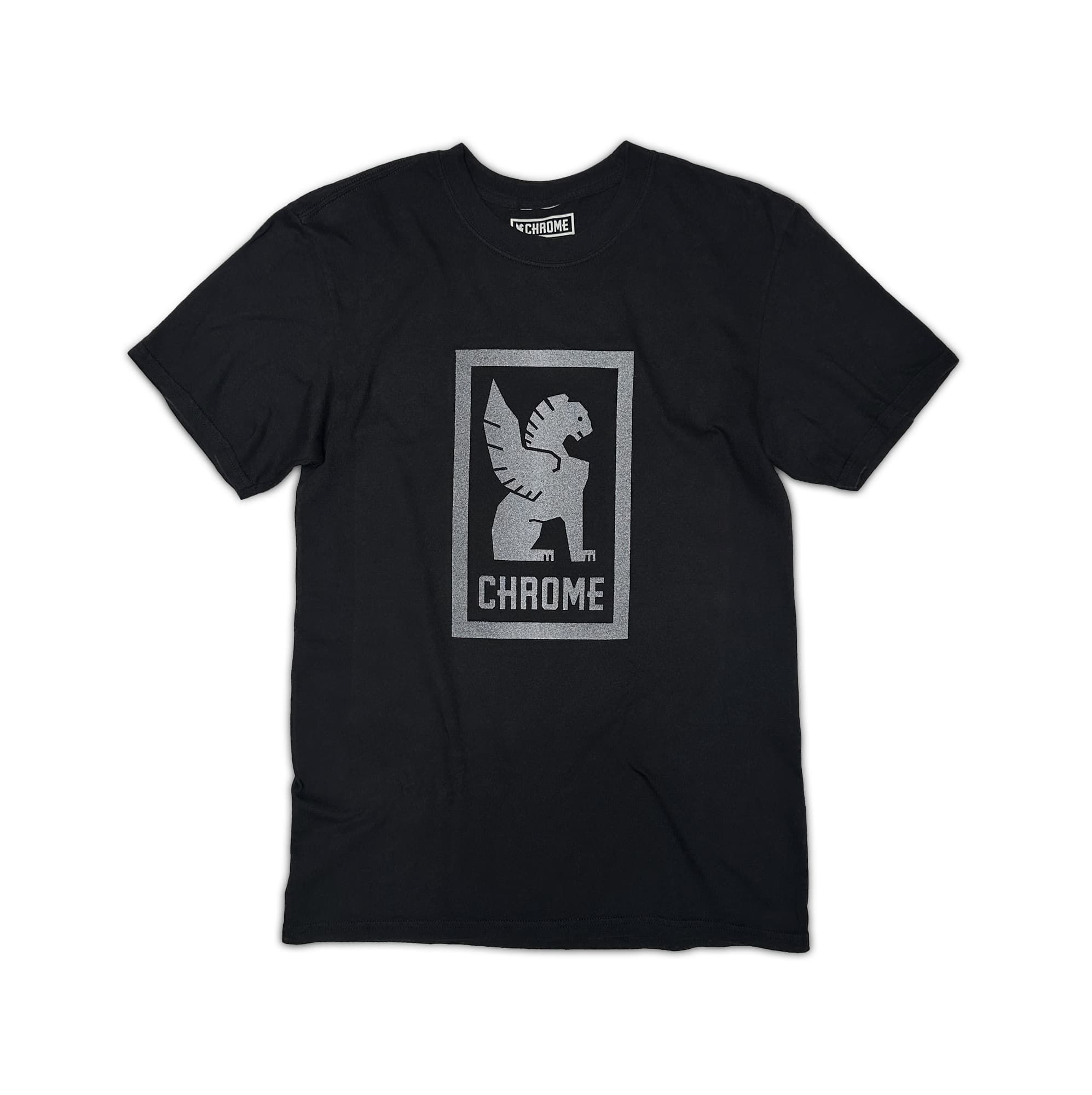 chrome-logo-tee-t-shirt-coton-blanc-noir-manches-courtes image 2