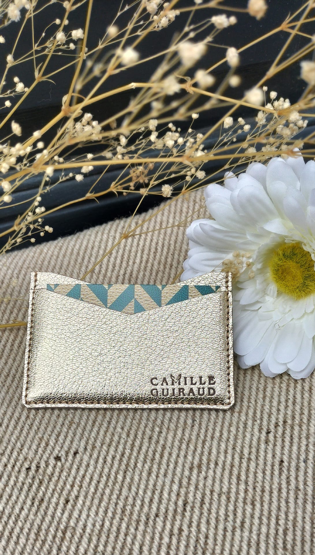 camille-guiraud-porte-cartes-rose-dor-porte-cartes-cuir-6-cartes image 1