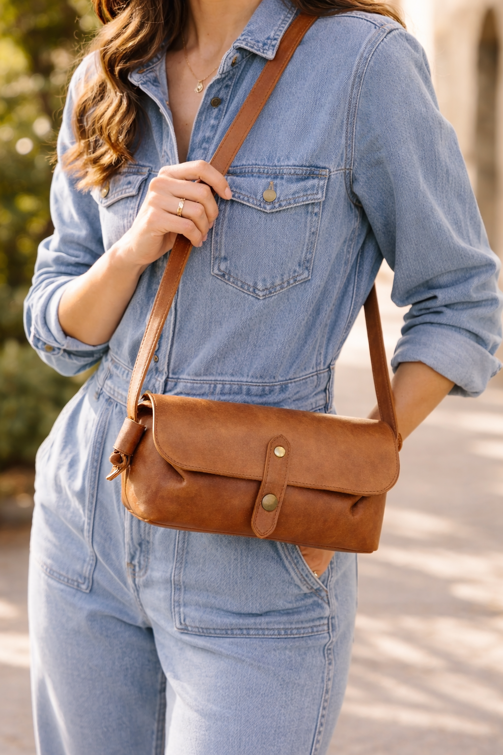 fleur-d-orage-la-ficelle-sac-main-cuir-camel-25-cm image 1