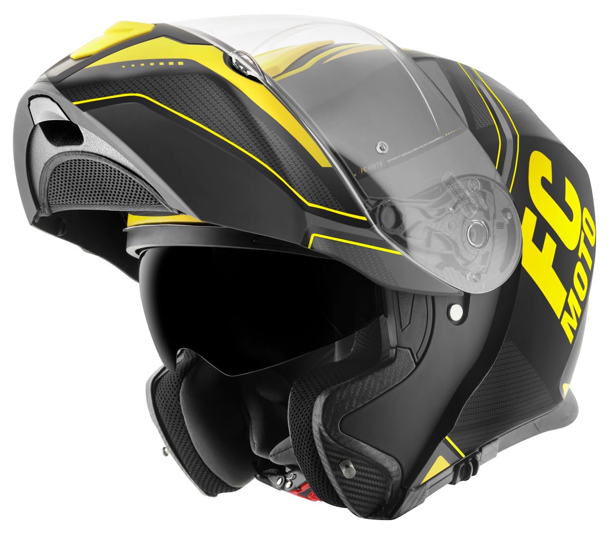 fc-moto-novo-circuit-casque-noir-jaune-pare-soleil image 2