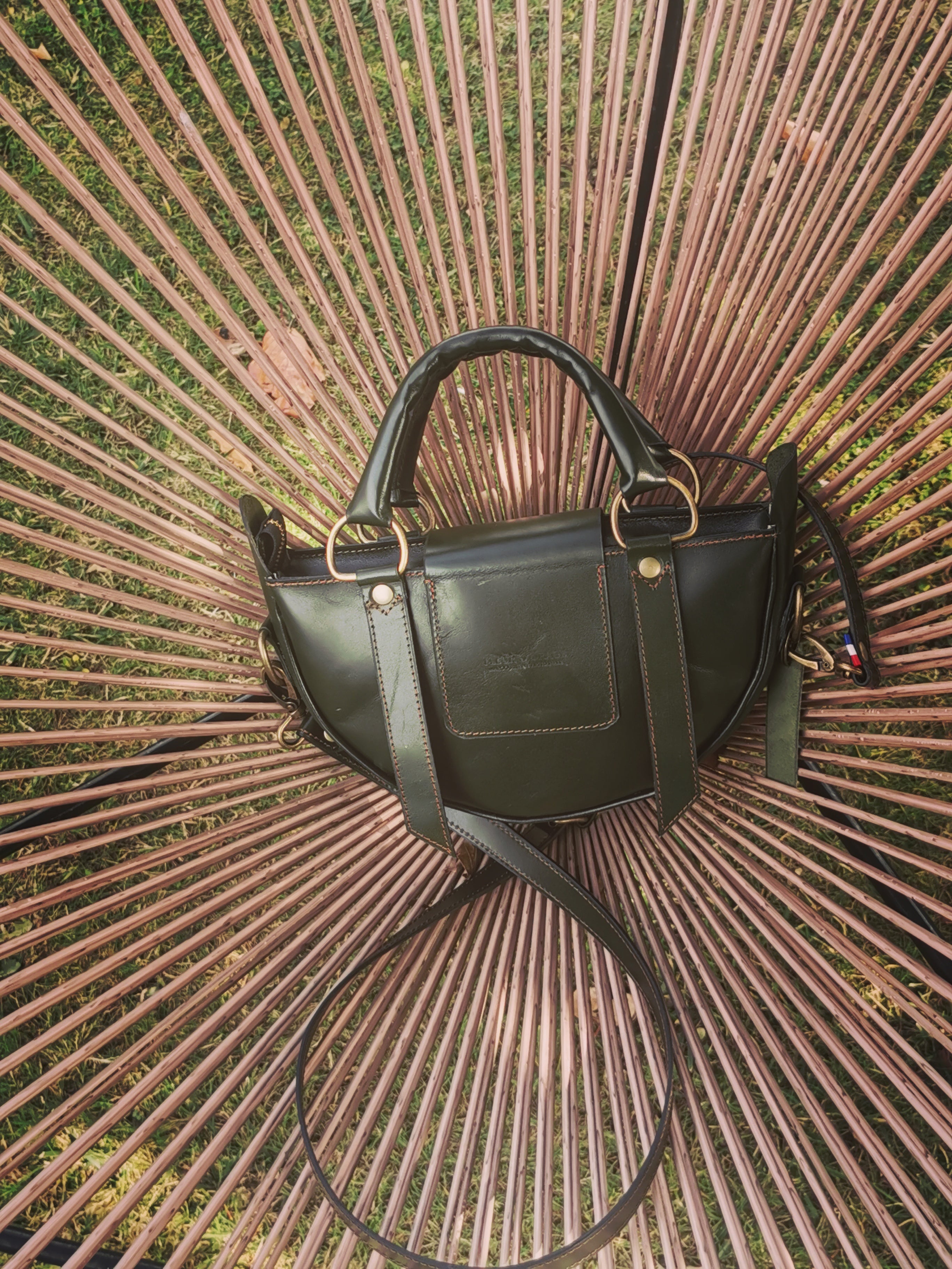 fleur-d-orage-for-t-noire-sac-main-cuir-vert-bouteille image 4