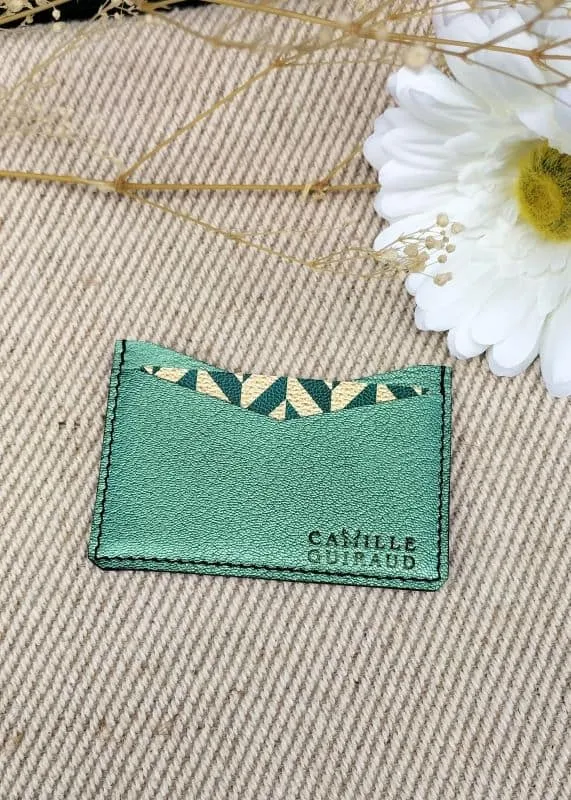 camille-guiraud-porte-cartes-simple-vert-m-tallis-cuir-ch-vre image 1