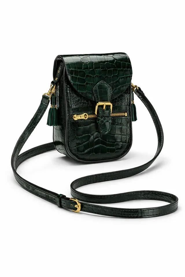 fleur-d-orage-pochette-t-l-phone-cuir-croco-vert image 1