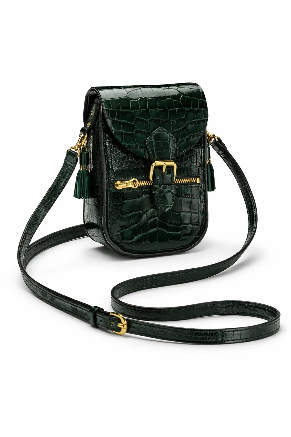 fleur-d-orage-pochette-t-l-phone-cuir-croco-vert image 1