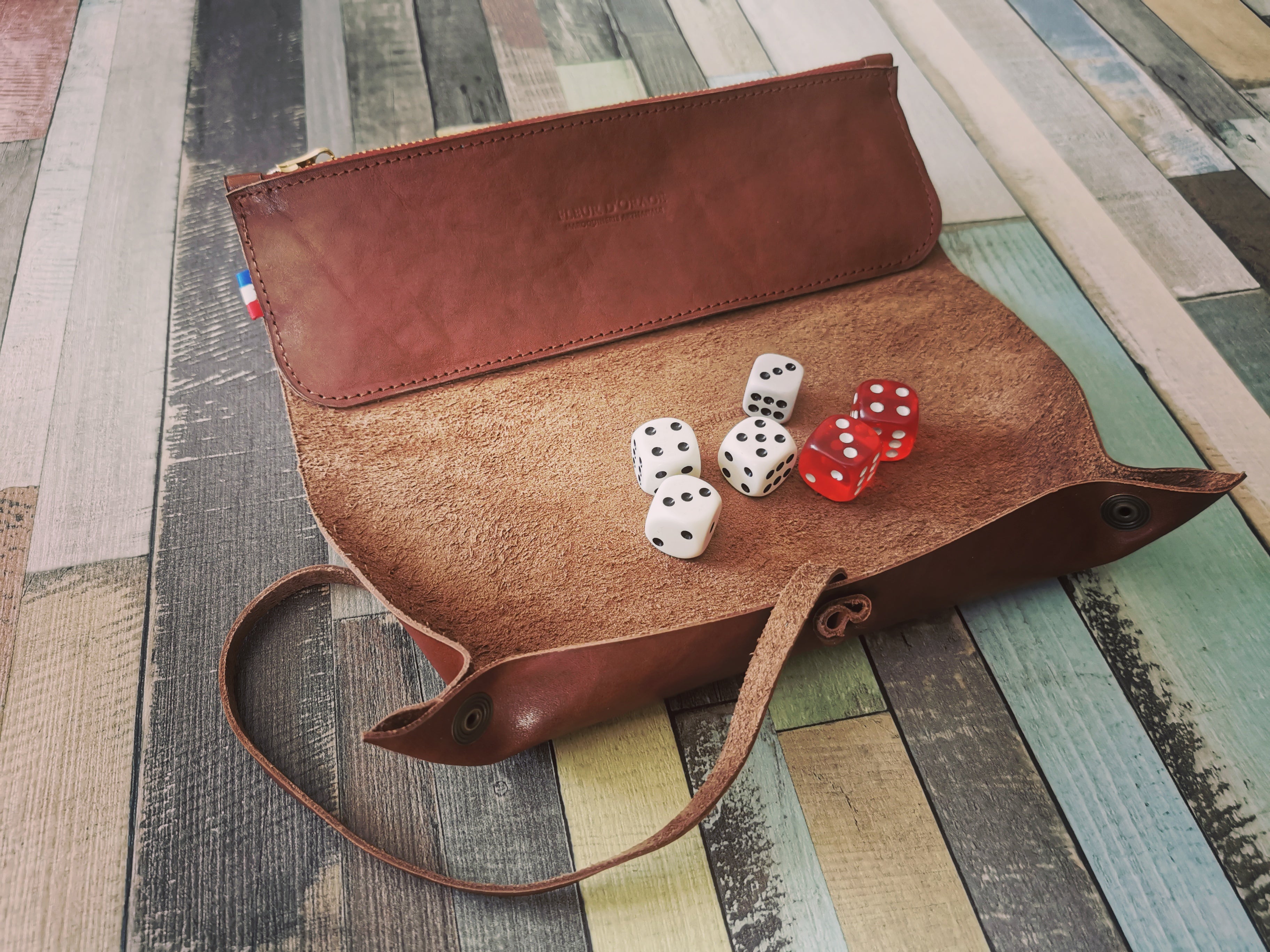 fleur-d-orage-jeux-tapis-de-jeux-de-d-s-cuir-marron-orang image 6